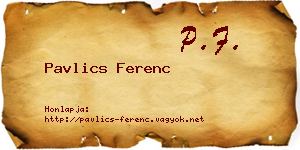 Pavlics Ferenc névjegykártya