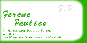 ferenc pavlics business card